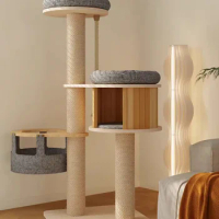 Solid wood cat climbing frame with litter large cat toys tree one scratching post