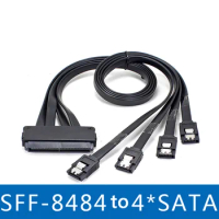 SAS SFF-8484 32Pin to 4 SATA 7Pin Adapter Converter 1 to 4 Splitter SAS Cable for Server Hard Disk Drive HDD