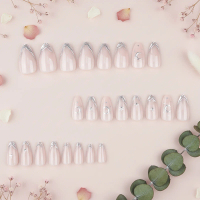 24pcs 3D Star Moon Fake Nails Almond Shape Long Lasting Fake Nails for Women Party Wedding