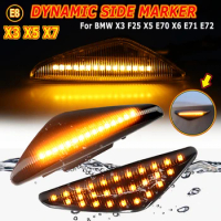 2pc LED Dynamic Turn Signal Light Side Fender Marker Lamp Sequential Indicator Light For BMW X3 F25 X5 E70 X6 E71 E72 2007-2014