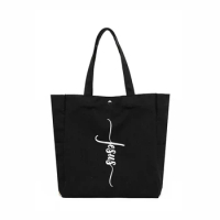 Jesus Logo Printed Tote Bag Gift for Christian Women Church Bag High Quality Book Bag Work Bag Shopping Bag Large Capacity