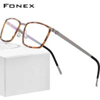 FONEX Acetate Alloy Eye Glasses Frames for Men Square Eyeglasses Frames 2020 Screwless Eyewear 98629