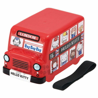 小禮堂 Hello Kitty 巴士造型雙層便當盒附束帶《紅》保鮮盒.食物盒