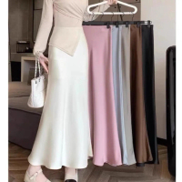 Chân Váy Lụa Dáng A Dài Chất Liệu Lụa Vân Mềm Mịn, Chân Váy Midi Lụa Đuôi Cá Nhẹ Dáng Dài m489 Joile