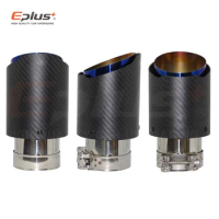 Car Matte Carbon Exhaust System Muffler Pipe Tip Straight Universal Stainless Blue Mufflers Decorations For Akrapovic