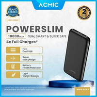 ACMIC PowerSlim 10000mAh Slim PowerBank 2A Fast Charge No Kabel No Pouch