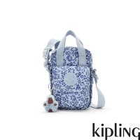 Kipling 淡藍花卉印花掀蓋前袋手機包-DALYA