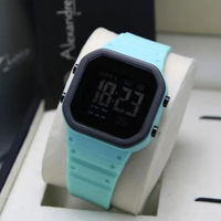 Alexandre Christie Digi AC 9347 LH Jam Tangan Unisex Black Digital Dial Turquoise Rubber Strap