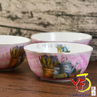 ★堯峰陶瓷★韓國 韓式飯碗 5吋骨瓷布紋碗缽 水彩畫花瓶 單入