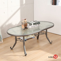 LOGIS邏爵~雅典玻璃茶几/橢圓桌/客廳桌(122x61x46cm)