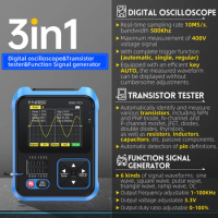 FNIRSI DSO-TC3 Digital Osciloscopio Transistor Tester Function Signal Generator 3 in 1 Multifunction Electronic Component Tester
