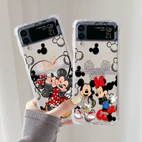 Disney Mickey Minnie London Art Phone Case for Samsung Galaxy Z Flip 4 Z Flip 3 5G ZFlip3 zflip Z Flip5 Clear Soft Air Cover