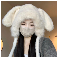 【HaNA 梨花】奶呼呼又輕暖．兔子耳朵毛帽子圍巾一體式保暖護耳防風