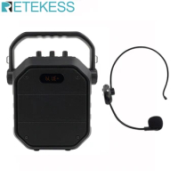 RETEKESS TC102 Portable PA System Wireless Speaker with Bluetooth FM Radio Microphone 30W Support TF AUX USB for Teaching Speech