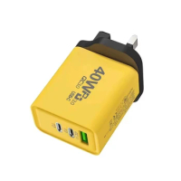 Yellow USB C Charger 40W Fast Charger Adapter 2-Port Type-C PD Wall Charger Portale Adapter for 15/Plus/Pro/Pro Max 13/Mini/Pro/