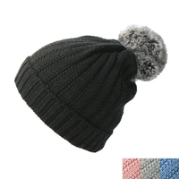單秋冬女士含羊毛帽子時尚保暖針織毛線帽純色百搭大毛球帽女1入