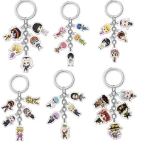 New Anime Jojos Bizarre Adventure Keychain Cartoon Acrylic Key Ring Kujo Jotaro Ghirga Narancia Bruno Key Holder Women Men Gifts