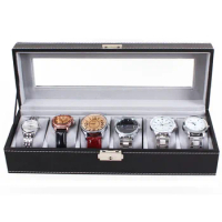 New Storage Box Organizer Wrist Watch Leather Watch Box 6-cell Hot Watch Box Storage Plush Display Boxes