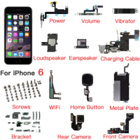 Inner Parts Replacement For iPhone 6 Front Camera Home Button Charing Flex Cable Bracket Screws Ear Speaker WiFI Power Volume