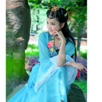 เครื่องแต่งกายโบราณ   นางฟ้า   เจ็ดนางฟ้า   ชุดจีนฮั่นฟู่   ชุดนางฟ้า   ชุดการแสดง   การแสดงกู่เจิง