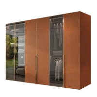 Customized wardrobe glass door open walk-in cloakroom luxury furniture