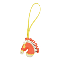 Hermes 愛馬仕 Geegee Camail Zebra小羊皮限量面罩駿馬吊飾(橘/黃)