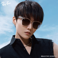 RayBan雷朋 膠框方框太陽眼鏡 劉雨昕同款/透明 透灰 灰黃漸層鏡片#RB4379D 659811-55mm