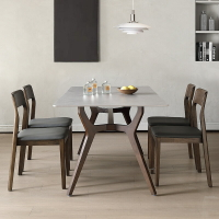 桌子 北歐巖板餐桌實木白蠟木長方形吃飯家用小戶型餐桌椅組合