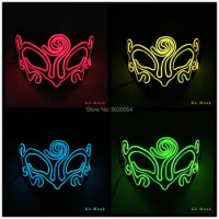 GZYUCHAO EL Mask decoration Novelty Costume Cosplay EL wire Mask Neon LED Luminous Mask For Halloween decoration