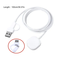 Portable 2 in 1 USB / Type-C PD wireless Charger Cable for Samsung Galaxy Watch 6/5/4/3 Watch 5 Pro Active2/1 43mm 47mm 42/46mm