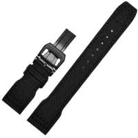 PCAVO 22mm Real Leather Nylon Rivets Watchband Fit for IWC SPITFIRE Big Pilot's Watch TOP GUN IW5009 Cowhide Strap