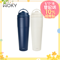 WOKY沃廚 手提激凍輕芯鈦瓷易潔層保溫杯1000ml(附吸管)