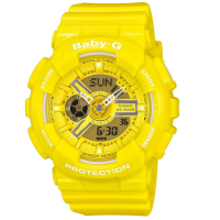 CASIO Baby-G 活潑亮麗黃雙顯錶 BA-110BC-9A