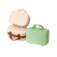 【路比達】14吋復古感奶油感手提行李箱(行李箱、化妝箱、收納箱)