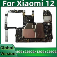 Motherboard PCB Module for Xiaomi 12 5G 2201123C, 2201123G, Mainboard, 256GB, Unlocked Logic Board with Global ROM