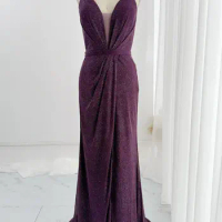 Purple -Sexy Camisole Tube Top Flash Beta Better Tibetan Slim Tail Tail Evening Dress M2015