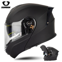 Soman Modular Motorcycle Helmet Flip Up Dual Lens Helmet Cascos DOT ECE Full Face moto Casco Capacetes For Man Women SM965