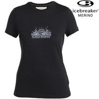 Icebreaker Tech Lite III 女款 美麗諾羊毛排汗衣/圓領短袖上衣-150 光輝景致 0A56YF 001 黑