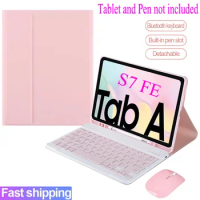 For Samsung Galaxy Tab S7 FE 12.4 2021 SM-733 SM-736 Wireless Bluetooth Keyboard Mouse Case Cover Casing