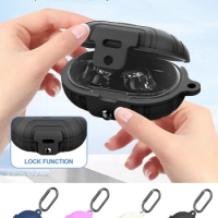 2023 New For Anker Soundcore Space A40 Soft Silicone Case Shockproof Anti-Scratch Protective Cover with Carabiner for Anker A40