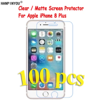 100 Pcs/Lot HD Clear / Anti-Glare Matte Screen Protector For Apple iPhone 8 Plus / 8+ Protective Film Guard With Cleaning Cloth