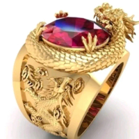 Cincin Impor / Cincin Naga Lapis Emas High Quality Elegan Hadiah Perhiasan Rings