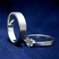 San950 Platina Couple Cincin Kawin emas putih single