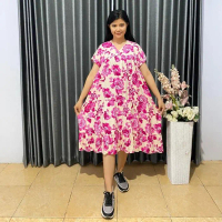 Masayu Homedress Rayon Premium Daster Pendek Jumbo Bunga Pasti Promo
