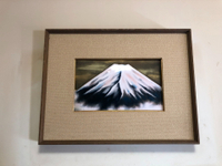 日本中古回流七寶燒浮雕銅版畫工藝 漸變彩 富士山木框畫 銅板