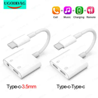 DAC Type C Adapter Cable 2 In 1 Splitter For Samsung S21 S20 Huawei Xiaomi Type C To 3.5 Jack Earphone Adapter Audio Converter