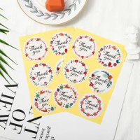 1pack Cute little fresh wreath thank you series sticker 2.5cm/5cm/3.8cm Christmas Label For Gift Decor Packaging Stickers Label