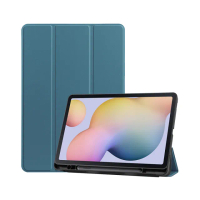 【Didoshop】三星Galaxy Tab S7 plus 帶筆槽 卡斯特紋三折平板皮套 平板保護套(PA228)