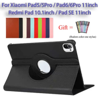 Rotating Case for Redmi Pad SE 11" Xiaomi Pad 5/Pad 6 11" Redmi Pad 10.6" PU Leather Stand Magnetic Cover Funda Auto Sleep/Wake