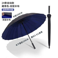 全城熱賣 - 24骨防曬黑膠防水套加大加厚加固超特大號三人雙層防暴雨長柄雨傘【雙層】24骨明藍無防水套弧150（直柄）